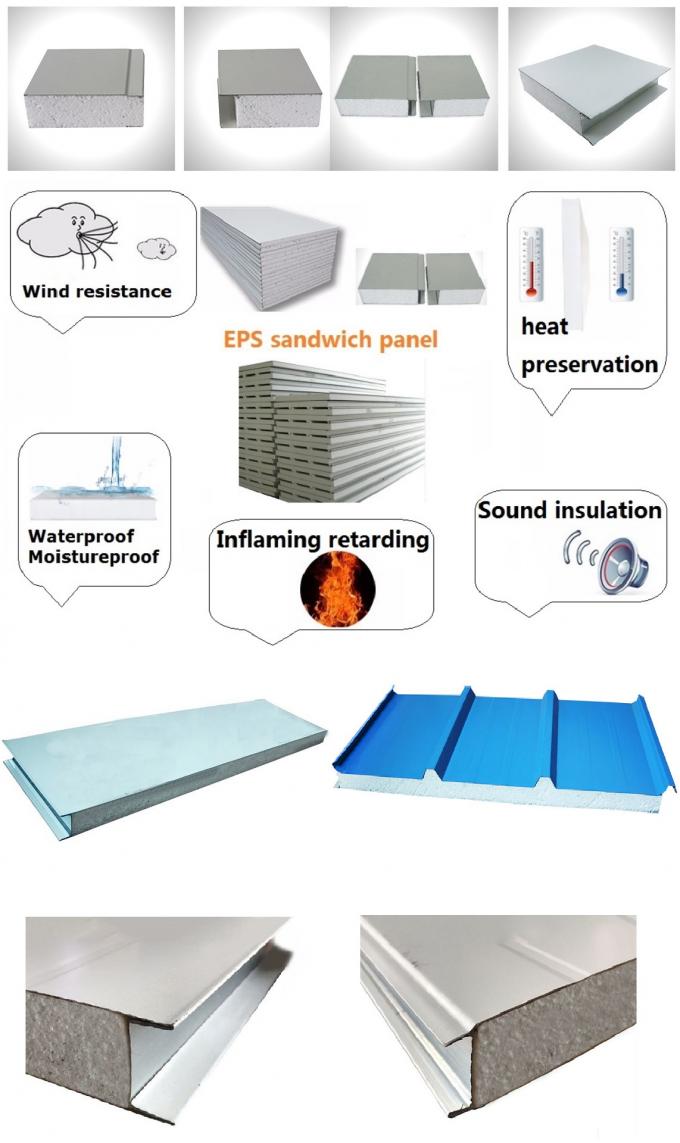 Light Weight Fireproof B2 EPS Sandwich Panel For Exhibition Halls