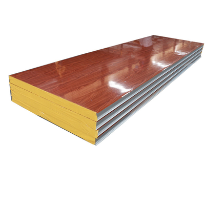 High Quality Building Materials Fireproof Wooden Color Rock Wool Sandwich Panel