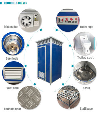 Blue 50mm EPS Sandwich Panel Portable Movable Toilet