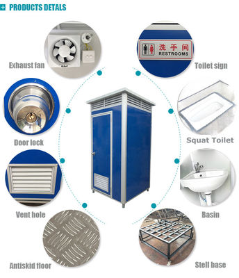 Blue 50mm EPS Sandwich Panel Portable Movable Toilet