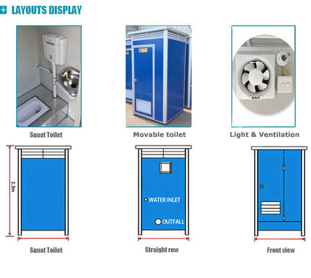 Waterproof Shutter Exhaust Fan Portable Temporary Toilet Cabin