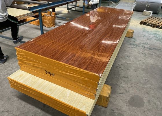 Wooden Color Metal Surface 950mm Width Wall EPS Sandwich Panel