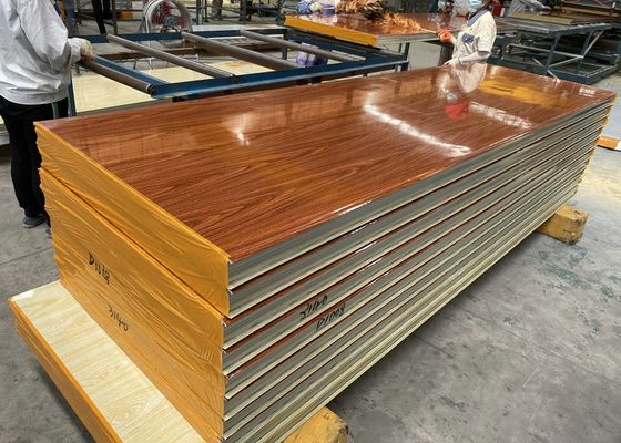 Wooden Color Metal Surface 950mm Width Wall EPS Sandwich Panel