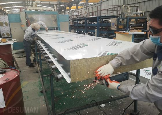 Prefabricated Building PPGI Rock Wool Foam Sandwich Panel