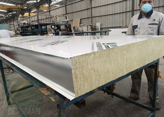 Prefabricated Building PPGI Rock Wool Foam Sandwich Panel