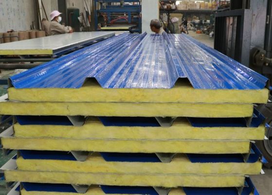 Prefab House 100mm Fireproof Glass Wool Sandwich Panel