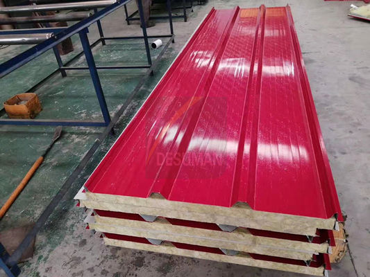 Workshop Red Fireproof Rockwool Sandwich Roofing Panel
