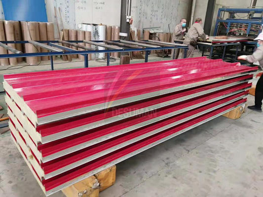 Workshop Red Fireproof Rockwool Sandwich Roofing Panel