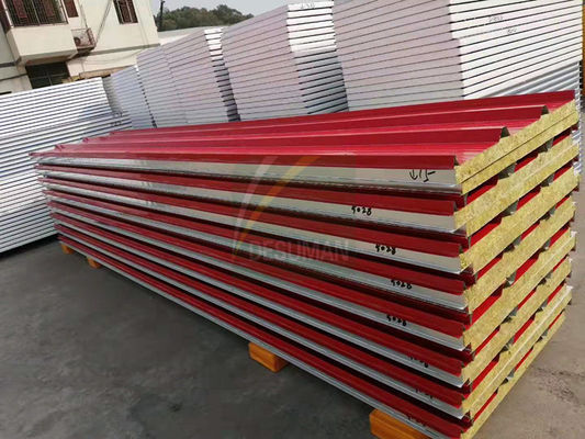 Workshop Red Fireproof Rockwool Sandwich Roofing Panel