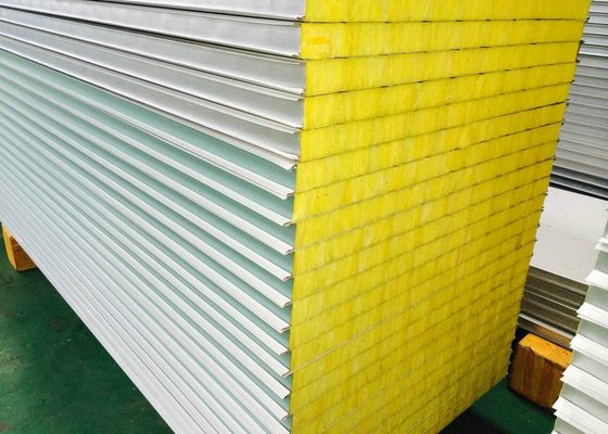 Steel 50mm 75mm Fiber Glass Wool Sandwich Panel