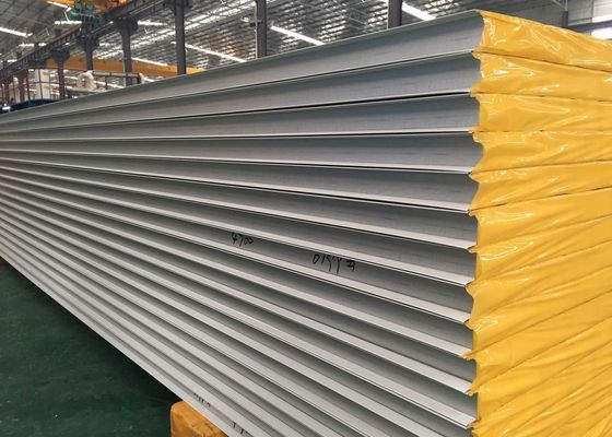 Steel 50mm 75mm Fiber Glass Wool Sandwich Panel