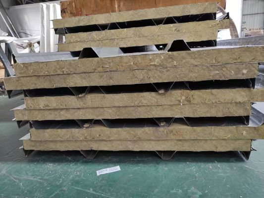Building Material 50mm Stainless Steel Rock Wool Sandwich Panel