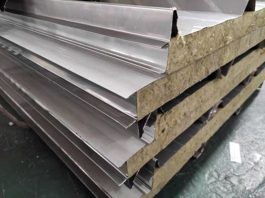 Building Material 50mm Stainless Steel Rock Wool Sandwich Panel