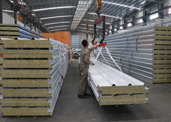 Energy Saving 50mm 100mm Rock Wool Sandwich Roof Panel