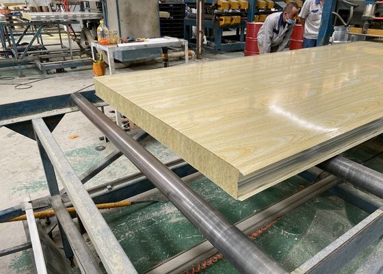 Prefabricated House Metal Surface Wood Grain Rock Wool Sandwich Panel