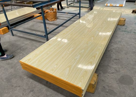 Prefabricated House Metal Surface Wood Grain Rock Wool Sandwich Panel