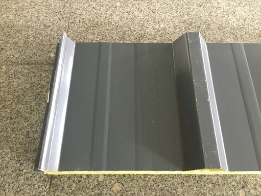 PPGI Steel Rock Wool Sandwich Panel For Roofing Iron Grey Color