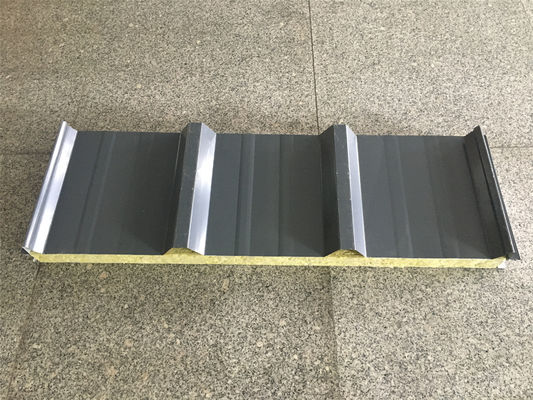 PPGI Steel Rock Wool Sandwich Panel For Roofing Iron Grey Color