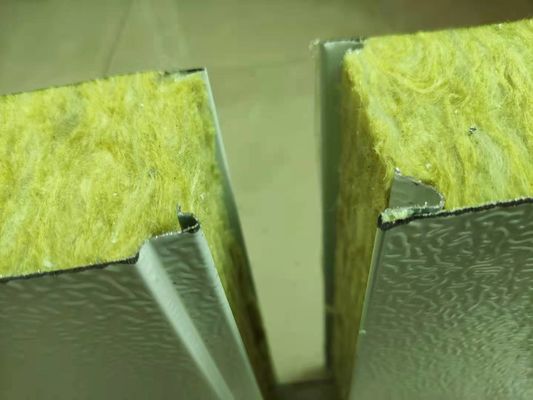 Fireproof S Type Connection Rock Wool Sandwich Panel 50mm Thickness