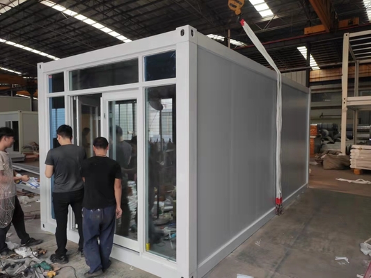 Light Steel Structure Office Flat Pack Container House With Glass Wall