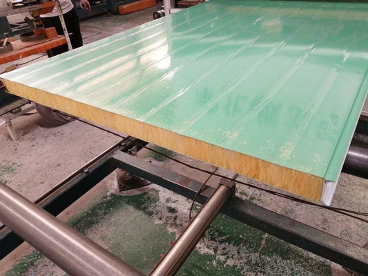 Insulation Glass Wool Foam Sandwich Wall Panel Lotus Green Color