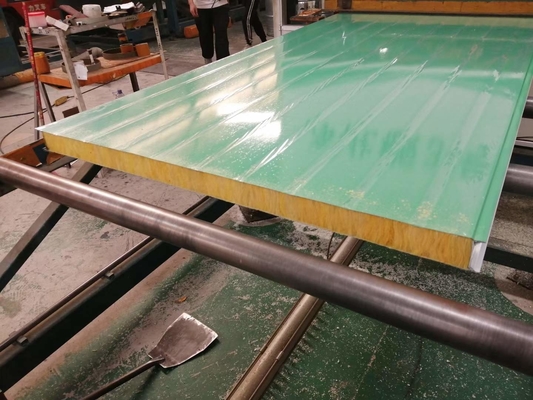 Insulation Glass Wool Foam Sandwich Wall Panel Lotus Green Color