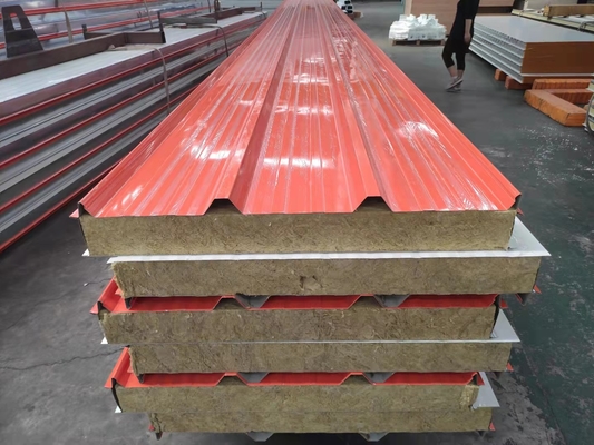 Warehouse Use Fireproof Rock Wool Sandwich Panel Insulated Rock Wool Sandwich Panel Factory