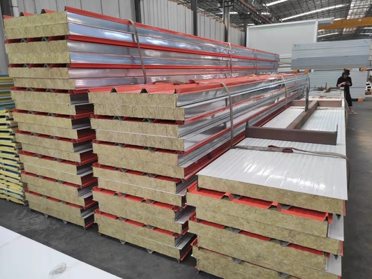 Warehouse Use Fireproof Rock Wool Sandwich Panel Insulated Rock Wool Sandwich Panel Factory