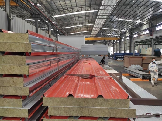 Warehouse Use Fireproof Rock Wool Sandwich Panel Insulated Rock Wool Sandwich Panel Factory