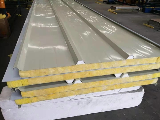 Warehouse Use Fireproof Glass Wool Sandwich Panel High Density Glass Wool Sandwich Panel For Workshop