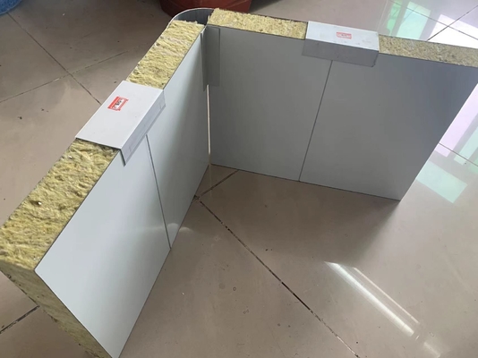 Fireproof Wall Panel With Rock Wool Foam Used For Workshop Rock Wool Sandwich Panel For Factory Facility