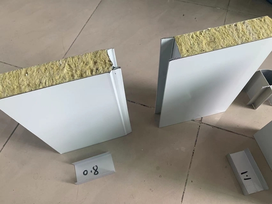 Fireproof Wall Panel With Rock Wool Foam Used For Workshop Rock Wool Sandwich Panel For Factory Facility