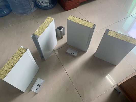 Fireproof Wall Panel With Rock Wool Foam Used For Workshop Rock Wool Sandwich Panel For Factory Facility