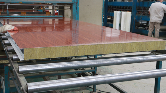 High Quality Building Materials Fireproof Wooden Color Rock Wool Sandwich Panel
