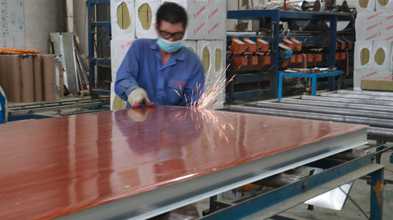 High Quality Building Materials Fireproof Wooden Color Rock Wool Sandwich Panel