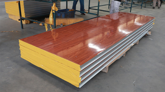 High Quality Building Materials Fireproof Wooden Color Rock Wool Sandwich Panel