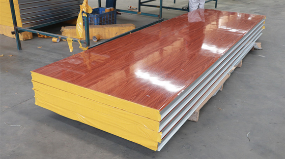 High Quality Building Materials Fireproof Wooden Color Rock Wool Sandwich Panel