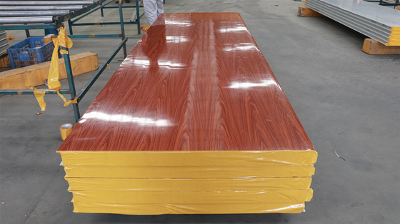 High Quality Building Materials Fireproof Wooden Color Rock Wool Sandwich Panel