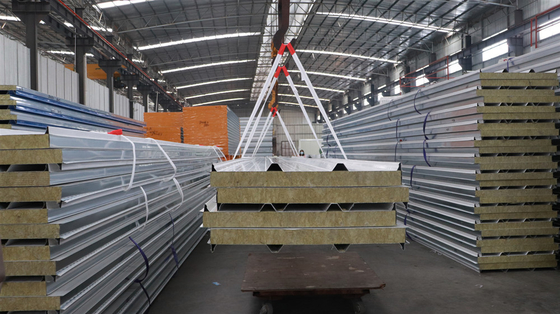Heat Insulation Fireproof Rock Wool Sandwich Panel Roof Panel For Prefabricated House