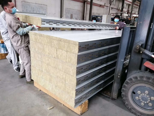 High Density Rock Wool Sandwich Oven Panel With Zinc Steel Sheet Fireproof Oven Panel