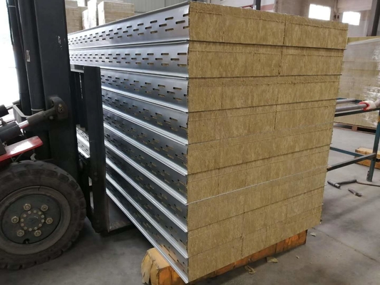 High Density Rock Wool Sandwich Oven Panel With Zinc Steel Sheet Fireproof Oven Panel
