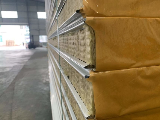 Good Insulation Fireproof Rock Wool Sandwich Panel With S Type Connection Side