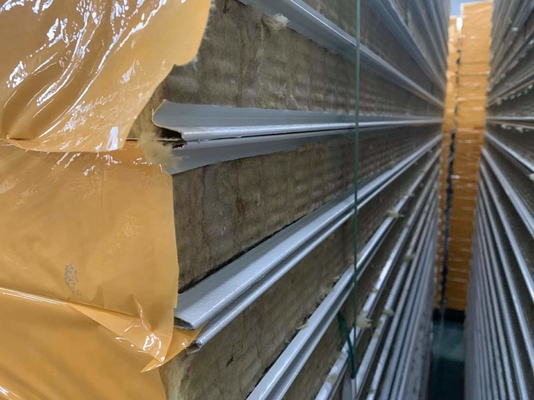 Good Insulation Fireproof Rock Wool Sandwich Panel With S Type Connection Side