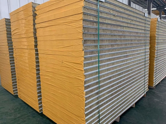 Good Insulation Fireproof Rock Wool Sandwich Panel With S Type Connection Side