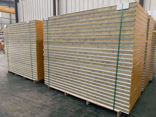 Good Insulation Fireproof Rock Wool Sandwich Panel With S Type Connection Side